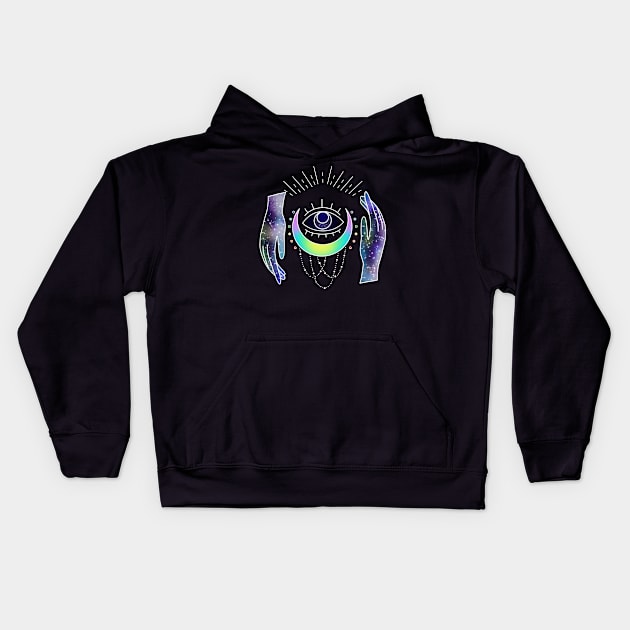 Third Eye Mystic Moon Occult Kids Hoodie by DeesDeesigns